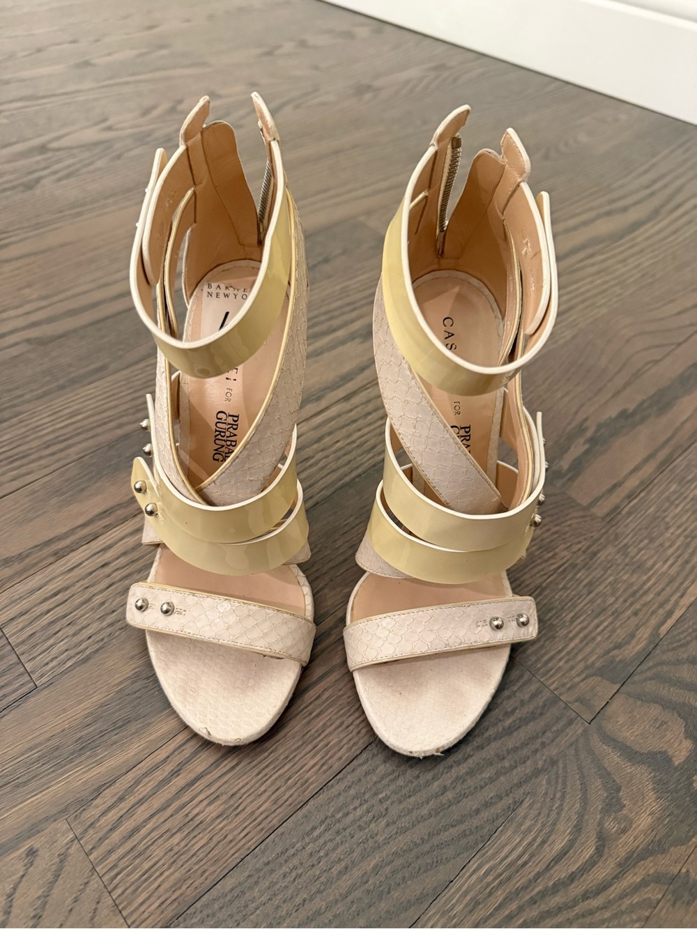 Casadei Cream and White High Heel Sandals